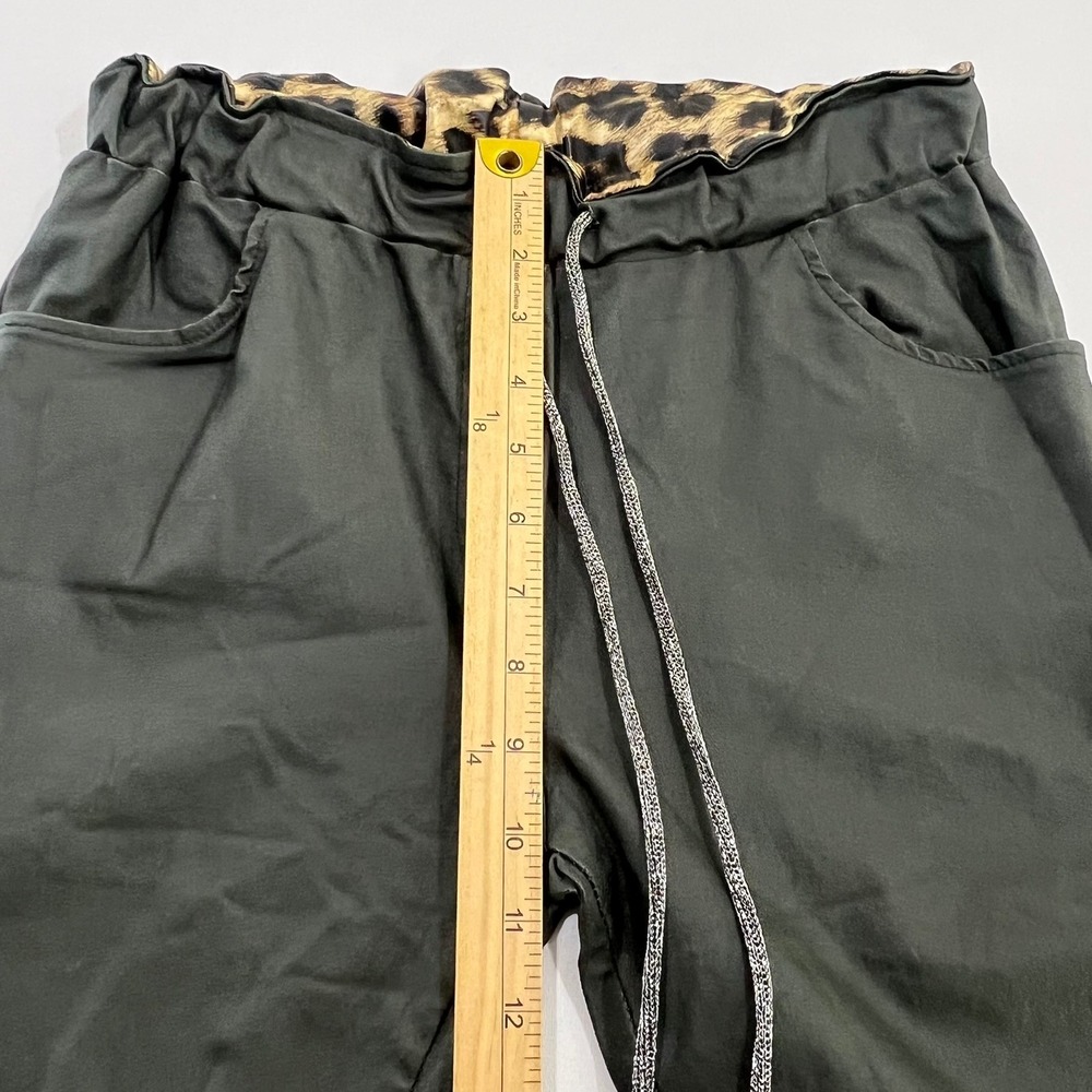 Venti6 Magic Pants Olive Green Stretch Joggers Leopard‎ Waistband Italy S READ - Picture 5 of 10